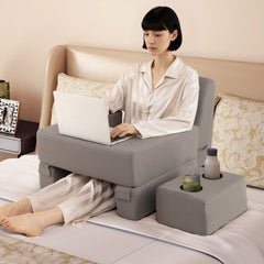 3-Piece Reading Pillow Set Extra Large Lap Desk with Coaster-Gray