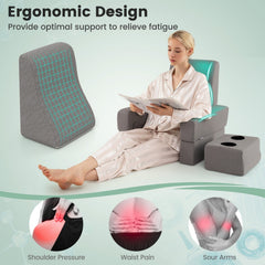 3-Piece Reading Pillow Set Extra Large Lap Desk with Coaster-Gray