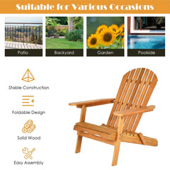 3 Piece Folding Adirondack Chair Set, 2 Eucalyptus Chairs Rated 350 lb with Widened Armrests and 18 in Side Table