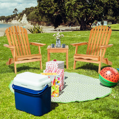 3 Piece Folding Adirondack Chair Set, 2 Eucalyptus Chairs Rated 350 lb with Widened Armrests and 18 in Side Table