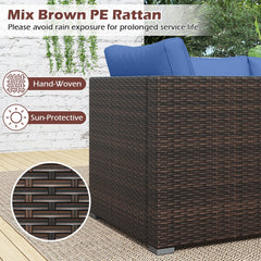 3 Piece Modular Outdoor Sectional Sofa Set, Left Arm, Right Arm and Armless Seats, 76 Inch Combined, Blue