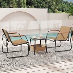3 Pieces Patio Furniture Set Outdoor Bistro Conversation Set-Brown