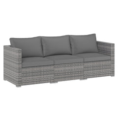 3 Piece Modular Patio Sectional Sofa Set, Grey PE Rattan Left Arm, Right Arm and Armless Seats, 76 Inch