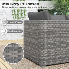 3 Piece Modular Patio Sectional Sofa Set, Grey PE Rattan Left Arm, Right Arm and Armless Seats, 76 Inch