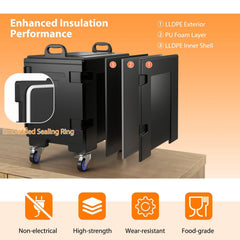 3 Pieces Stackable Insulated Food Pan Carrier 81 Quart LLDPE Food Box Carrier