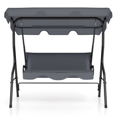 3-Seat Outdoor Patio Canopy Swing with Cushioned Steel Frame-Gray