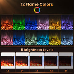 3-Sided, White Wall Mount Electric WiFi Fireplace with Floating Mantel and 12 Flame Ambient Colors-50 inches