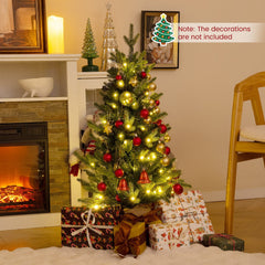 3 FT Pre-Lit Mini Artificial Christmas Tree with 363 Tips, 50 Warm White LEDs and Burlap Base