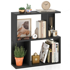 3-Tier Bookshelf with Display Shelf for Small Space-Black