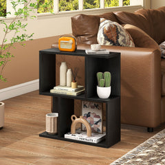 3-Tier Bookshelf with Display Shelf for Small Space-Black