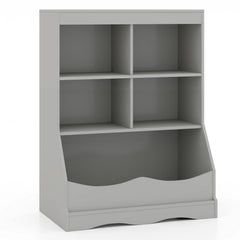 3-Tier Children's Multi-Functional Bookcase Toy Storage Bin Floor Cabinet-Gray