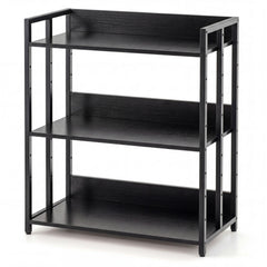 3-Tier Corner Bookshelf with Adjustable Shelves and Anti-Toppling Device for Study-Black