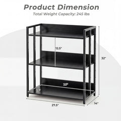 3-Tier Corner Bookshelf with Adjustable Shelves and Anti-Toppling Device for Study-Black