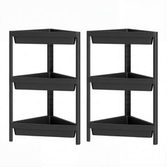 3-Tier Corner Shower Caddy 2-Pack with Detachable Design-Black