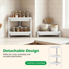 3-Tier Corner Shower Caddy 2-Pack with Detachable Design-White