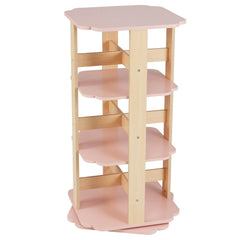 3-Tier Freestanding Corner Toddler Book Rack with 12 Sectors-Pink