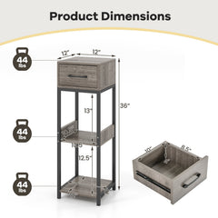 3-Tier Tall Plant Stand with Drawer and Anti-Tipping Kit, Grey