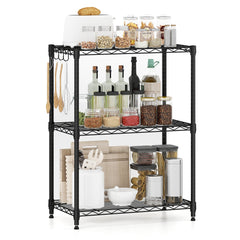 3-Tier Metal Storage Shelving Unit with V-Shaped Wire Rack and, 450 LBS Capacity-Black