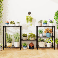 3-Tier Metal Storage Shelving Unit with V-Shaped Wire Rack and, 450 LBS Capacity-Black