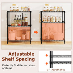 3-Tier Metal Storage Shelving Unit with V-Shaped Wire Rack and, 450 LBS Capacity-Black