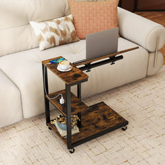 3-Tier Mobile Couch Side Table with Tiltable Tabletop-2 Piece