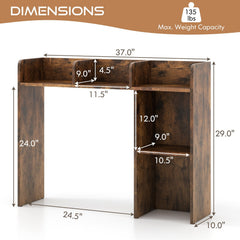3 Tier Desk Bookshelf in Brown, 29 Inch Monitor Shelf Unit for Screens up to 27 Inches