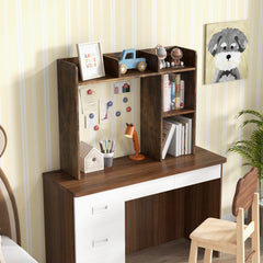 3 Tier Desk Bookshelf in Brown, 29 Inch Monitor Shelf Unit for Screens up to 27 Inches