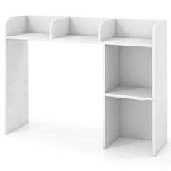 Desktop Bookshelf and Monitor Stand with Open Back Compartment, White