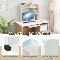 Desktop Bookshelf and Monitor Stand with Open Back Compartment, White