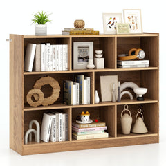Natural 3 Tier 8 Cube Bookcase, 48 Inch Open Storage Shelves with Anti Tipping Kits