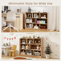 Natural 3 Tier 8 Cube Bookcase, 48 Inch Open Storage Shelves with Anti Tipping Kits