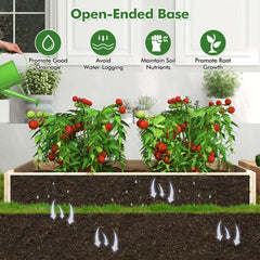 3-Tier Raised Garden Bed with Lattice Trellis and Open-Ended Base-Natural