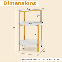 3-Tier Round End Table for Small Space and Bedroom Room-Set of 1