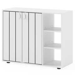 3-Tier Shoe Cabinet with Doors with Adjustable Open Shelves for Entryway-White