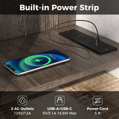 3-Tier TV Stand with Power Outlet USB and Adjustable Shelf-Gray