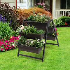 3 Tier Vertical Raised Garden Bed with 5 Plant Boxes, Elevated Metal Frame Planter