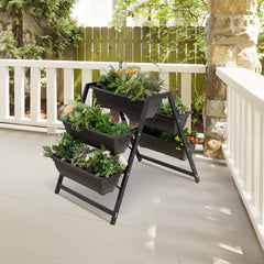 3 Tier Vertical Raised Garden Bed with 5 Plant Boxes, Elevated Metal Frame Planter