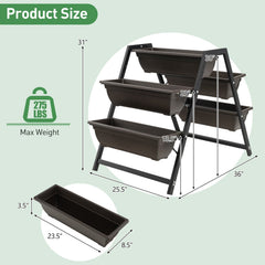 3 Tier Vertical Raised Garden Bed with 5 Plant Boxes, Elevated Metal Frame Planter