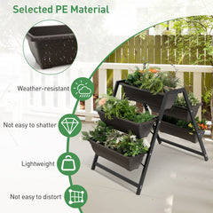 3 Tier Vertical Raised Garden Bed with 5 Plant Boxes, Elevated Metal Frame Planter