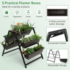 3 Tier Vertical Raised Garden Bed with 5 Plant Boxes, Elevated Metal Frame Planter
