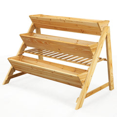3 Tier Vertical Raised Garden Bed with Storage Shelf, 46 Inch Wooden Planter with Liners