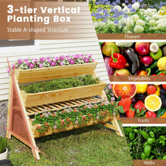 3 Tier Vertical Raised Garden Bed with Storage Shelf, 46 Inch Wooden Planter with Liners
