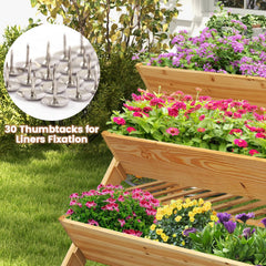 3 Tier Vertical Raised Garden Bed with Storage Shelf, 46 Inch Wooden Planter with Liners