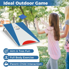 3 x 2FT Cornhole Board Set, Portable Cornhole Board with Foldable Legs and Side Handle-Blue