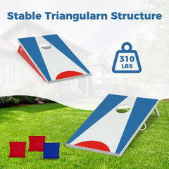 3 x 2FT Cornhole Board Set, Portable Cornhole Board with Foldable Legs and Side Handle-Blue