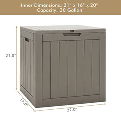 30 Gallon Deck Box Storage Seating Container with Lockable Lid-Light Brown