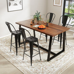 Set of 4 Stackable Metal Bar Stools in Black with Removable Backs, 30 Inch Seat