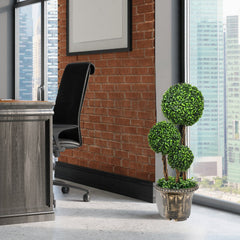30 Inch Artificial Triple Ball Topiary Tree, UV Resistant PE Boxwood with Pot