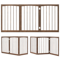 30 Inch Tall Wooden Pet Fence for Cats Small and Medium Dogs-Brown