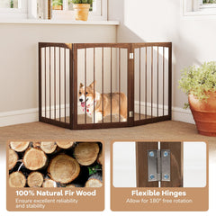 30 Inch Tall Wooden Pet Fence for Cats Small and Medium Dogs-Brown